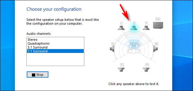 A Surround hangsugárzók tesztelése Windows 10 rendszeren