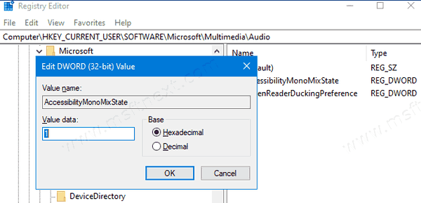 Sådan tænder/slukker du Mono Audio på Windows 10