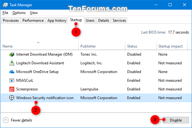 Kako skriti ali prikazati ikono Varnost sistema Windows v opravilni vrstici sistema Windows 10