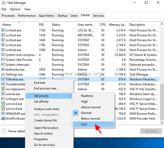 Ištaisykite neįprastai didelę procesoriaus klaidą dėl TiWorker.exe sistemoje Windows 10/8.1/8