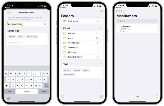 Mitä uutta iOS 15:n Notes and Reminders -sovelluksessa