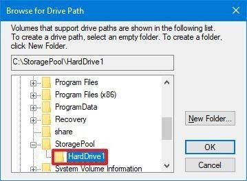 Instruktioner til montering af en harddisk i en mappe på Windows 10