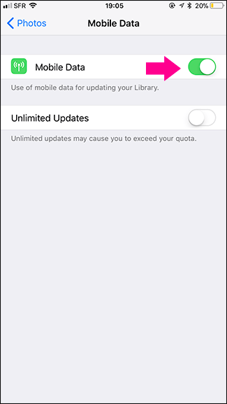 Jak vypnout synchronizaci fotografií iCloud pomocí mobilních dat