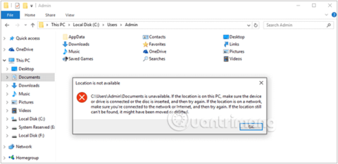 Rask fiks Plassering er ikke tilgjengelig feil på Windows 10/8/7