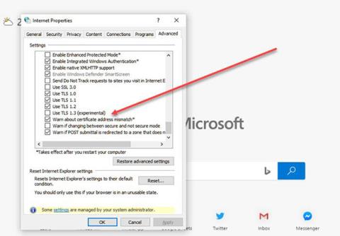 Kaip įjungti / išjungti TLS 1.3 sistemoje Windows 10