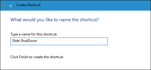 Upute za stvaranje prečaca Slide to Shut Down na Windows 10 računalu