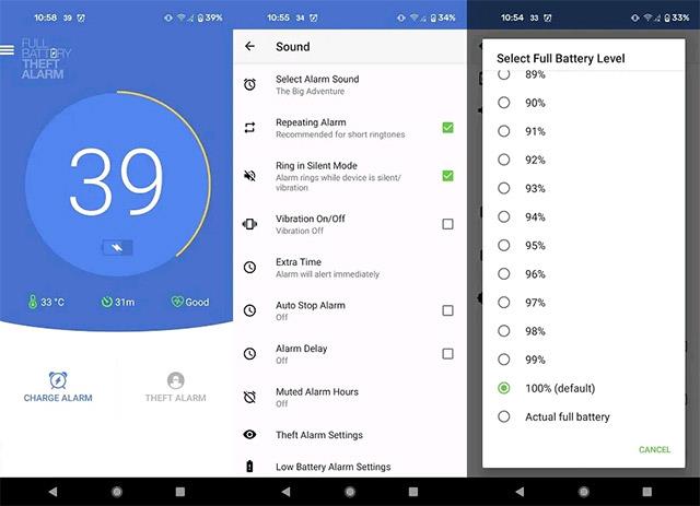 4 applikationer för full batteriavisering, batteriladdnings "timer" för Android