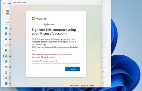 Kaip ištaisyti klaidą „Mums reikės jūsų dabartinio „Windows“ slaptažodžio „Windows 10/11“.