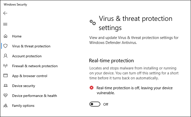 Jak vypnout ochranu v reálném čase v programu Microsoft Defender v systému Windows 10