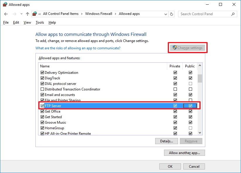 Instruktioner til opsætning og administration af FTP-server på Windows 10