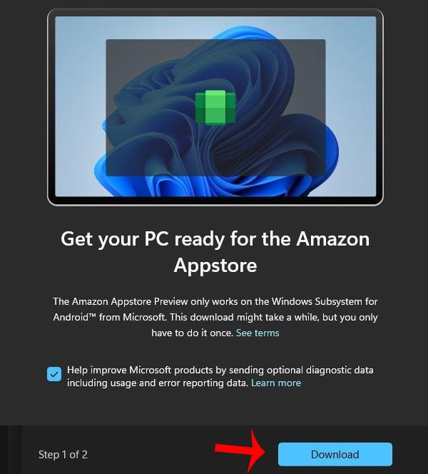 Instruktioner för installation av Amazon AppStore på Windows 11
