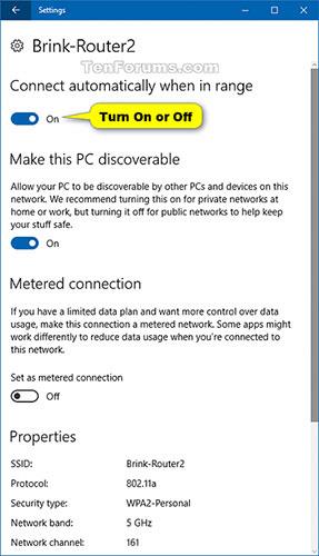 Az automatikus vezeték nélküli hálózati kapcsolat be- és kikapcsolása Windows 10 rendszerben