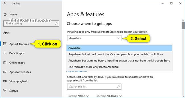 Hur man väljer applikationsinstallationsplats i Windows 10