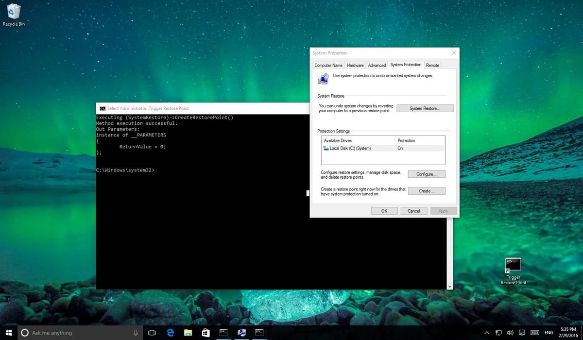 Navodila za ustvarjanje varnostnih kopij in obnovitvenih točk (Restore Point) v sistemu Windows 10