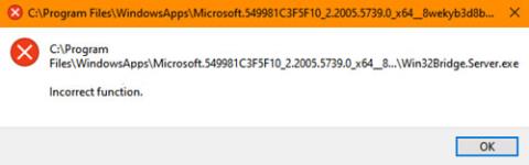 Як виправити помилку неправильної функції Win32Bridge.server.exe у Windows 10