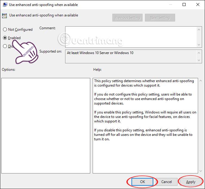Як увімкнути функцію Enhanced Anti-Spoofing у Windows 10?