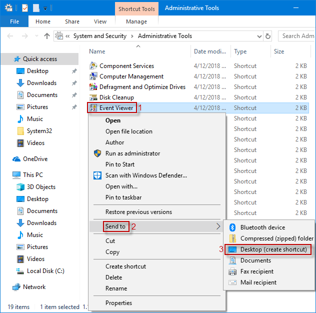 Hvernig á að búa til Event Viewer flýtileið á Windows 10 skjáborðinu