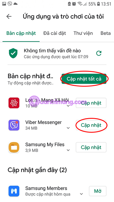 Leiðbeiningar til að uppfæra Android forrit