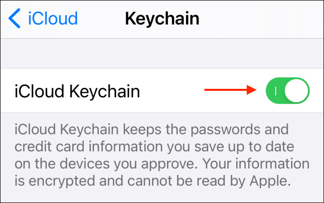 Kā iPhone tālrunī izslēgt/ieslēgt iCloud Keychain (paroles saglabāšanas funkciju).