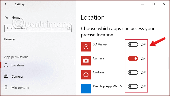 Izslēdziet atrašanās vietas izsekošanu operētājsistēmā Windows 10