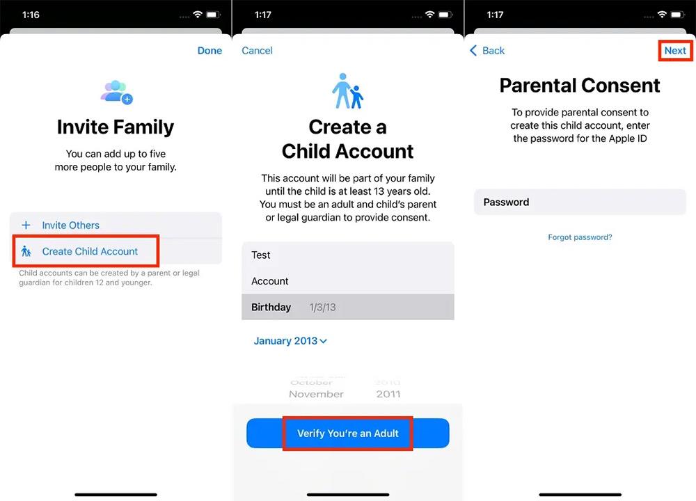 Norādījumi par Apple ID konta izveidi bērniem