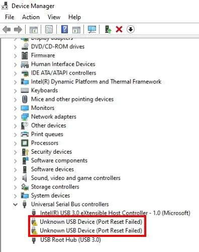 Slik fikser du ukjent USB-enhet, mislyktes med tilbakestilling av port på Windows 11/10