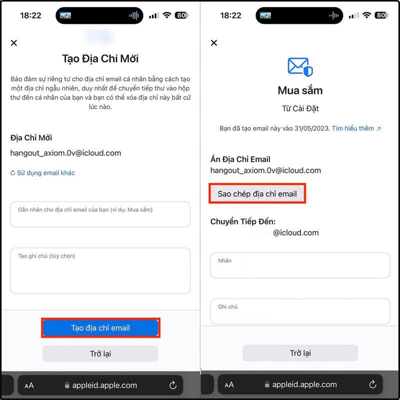 Instruksjoner for å skjule e-postadresser på iPhone ved hjelp av virtuelle e-poster