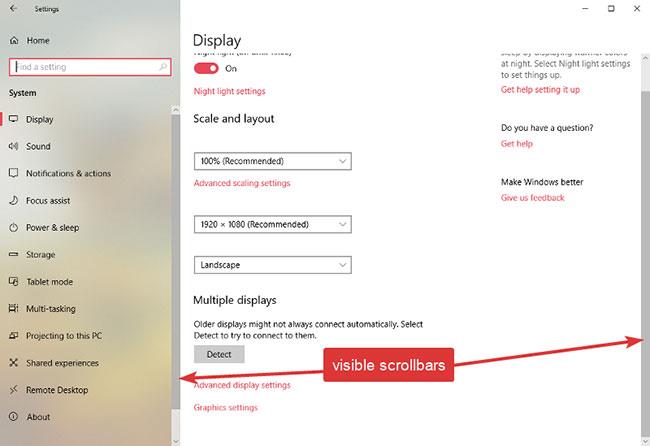 Jak zobrazit posuvníky v aplikacích ve Windows 10
