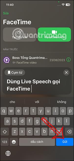Інструкції щодо використання Live Speech для виклику FaceTime
